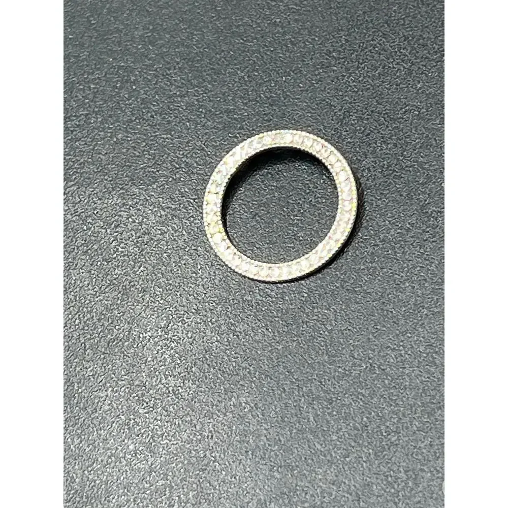 JCM 10k White Gold Round Open Circle Diamond‎ Cut Pendant Stamped